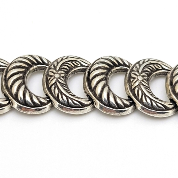 BRIGHTON LAUREL WREATH SILVER PLATE BRACELET OVAL LEAF LINK TOGGLE 7.5" - Picture 7 of 7